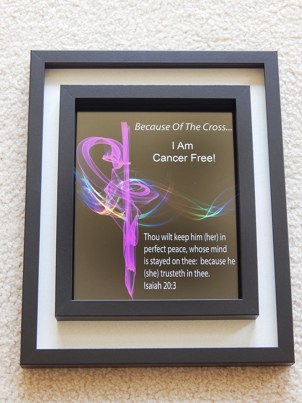 I Am Free... Series -I AM CANCER FREE -(Print in glass frame) Free Shipping
