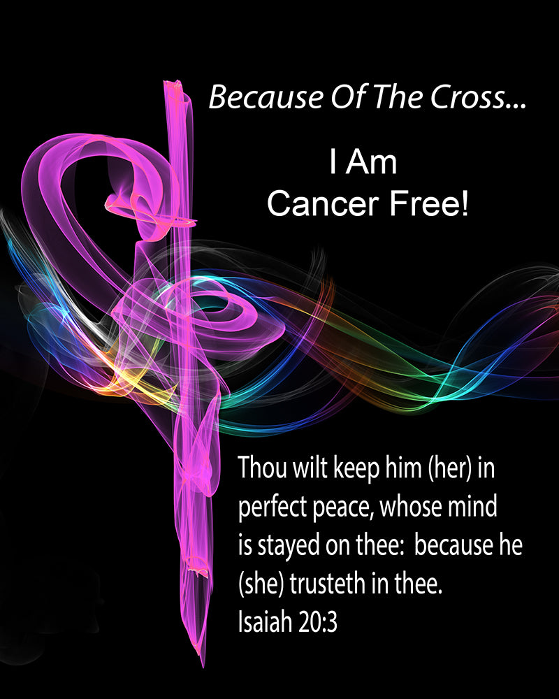 I Am Free... Series -I AM CANCER FREE -(Print in glass frame) Free Shipping